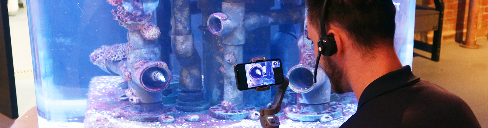 Greater Cleveland Aquarium educator hosting a virtual tour.